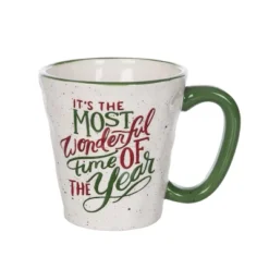 Transpac Wonderful Time Of The Year Ceramic Mug 17.6oz Multicolor Christmas Drinkware Gift For Hostess Dishwasher Safe