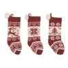 Transpac Knit Pom Pom Stocking Set Of 3 Christmas Home Decorations Holiday Stockings Polyester Festive Decor