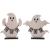 Transpac Plywood Ghost Figurines With Banner Set Of 2 Halloween Indoor Decor Multicolored Tabletop Gifts Easy Care