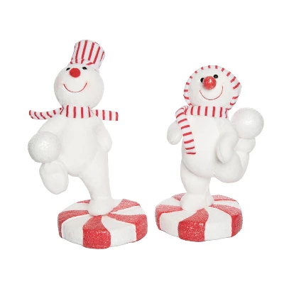 Transpac Plush Peppermint Snowman Set Of 2 Decorative Figurines Foam Christmas Tabletop Decor For Holiday Gifts 1 Transpac Plush Peppermint Snowman Set Of 2 Decorative Figurines Foam Christmas Tabletop Decor For Holiday Gifts