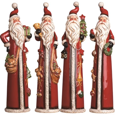 Transpac Medium Dolomite Tall Santa Set Of 4 Ceramic Figurines Multicolored Christmas Tabletop Decor For Indoor Use