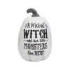 Transpac Resin Witch Pumpkin Decorative Object For Halloween - White Pumpkin Figurine For Tabletop Decor And Gifts