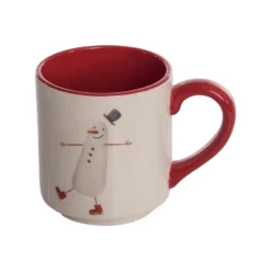 Transpac Dolomite Snowman Skater 12 Oz Mug Colorful Ceramic Drinkware For Christmas Cheer And Holiday Decor