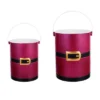 Transpac Metal Santa Belt Buckets Set Of 2 Christmas Decorations Multicolored Tabletop Decor For Home And Gifts