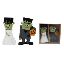 Transpac Mr And Mrs Frankenstein Resin Figurines Halloween Decor Multicolor Tabletop Mantel Decorative Objects Gift