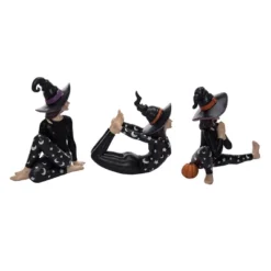 Transpac Resin Yoga Witch Figurine Set Of 3 - Halloween Decorative Objects For Home And Office Decor