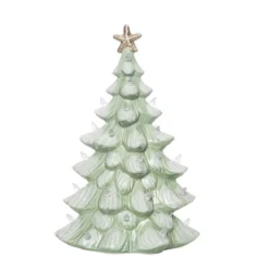 Transpac 13.75 Inch Green Holiday Coastal Tree Decorative Stoneware For Christmas Home Decor