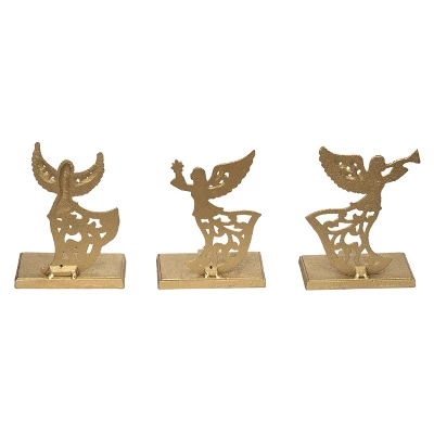 Transpac Set Of 3 Cast Iron Angel Stocking Holders Christmas Home Decor For Holiday Cheer 2 Transpac Set Of 3 Cast Iron Angel Stocking Holders Christmas Home Decor For Holiday Cheer - Image 2