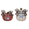 Transpac Resin Light Up Jack-O-Lantern Set Of 2 - Halloween Decorative Objects For Spooky Home Decor