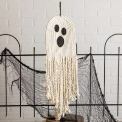 Transpac Rope Ghost Door Hanger Wall Sign Polyester Halloween Decoration Indoor Use Seasonal Decor Gift