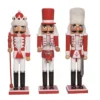 Transpac Christmas Wooden 15” Red & White Nutcracker Set Of 3. Christmas Home Decorations