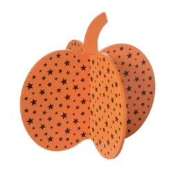 Transpac Large MDF Pumpkin Die Cut Decorative Object For Halloween Tabletop Decor Orange Fall Sculpture Indoor Gift