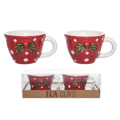 Transpac Dolomite Christmas Mushroom Tea Cups Set Of 2 Decorative Ceramic Mugs Multicolor 7.8oz For Holiday Cheer 1 Transpac Dolomite Christmas Mushroom Tea Cups Set Of 2 Decorative Ceramic Mugs Multicolor 7.8oz For Holiday Cheer