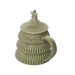 Transpac Dolomite 5.75 In. Green Christmas Sculpted Tree Mug With Lid -Home decor GUEST 679426d3 32e7 4ef5 b1a8 355dba3322cc