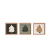 Transpac Set Of 3 Small MDF Rope Framed Tassel Tree Decor Christmas Home Decorations