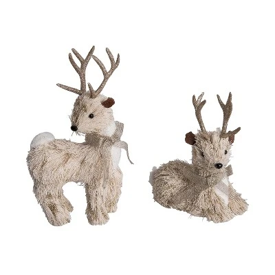 Transpac Thread Deer Gold Ribbon Set Of 2 Decorative Animal Figurines For Christmas Tabletop Indoor Decor Gifts 1 Transpac Thread Deer Gold Ribbon Set Of 2 Decorative Animal Figurines For Christmas Tabletop Indoor Decor Gifts