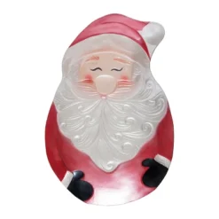 Transpac 14.96 In Multicolor Christmas Santa Platter Glass Serving Dish For Holiday Entertaining