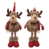 Transpac Plush Stripe Standing Reindeer Set Of 2 - Festive Christmas Decorative Objects For Holiday Cheer