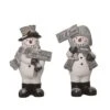 Transpac Gray Plaid Snowman Decor Set Of 2 Christmas Home Decorations Resin Decorative Objects For Holiday Cheer