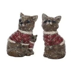 Transpac Bundled Up Woodland Fox Figurine Set Of 2 Christmas Home Decorations Resin Decorative Objects