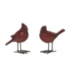 Transpac Set Of 2 Detailed Cardinal Resin Christmas Home Decorations For Festive Holiday Decor