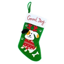Transpac 14.5 Inch Good Dog Stocking Christmas Holiday Stocking , Bells Bone Treats Paw Prints (1PC) -Home decor GUEST 968029a0 75e2 4ade 91af f70b28c2d2e9