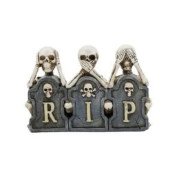 Transpac Resin Skeletons Behind Tombstones Halloween Figurines Multicolor Tabletop Decor For Spooky Celebrations