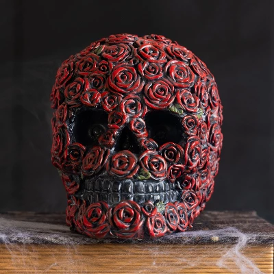Transpac Light Up Skull With Roses Decorative Figurine For Halloween Tabletop Decor Battery Operated Unique Gift 1 Transpac Light Up Skull With Roses Decorative Figurine For Halloween Tabletop Decor Battery Operated Unique Gift