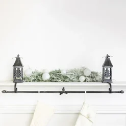 Transpac 44.25 In Gray Metal Christmas Lantern Stocking Holder Durable Iron Design For Holiday Decor