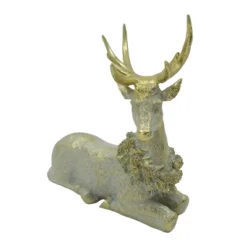 Transpac Golden Reindeer Figurine Resin Christmas Decor Tabletop Holiday Gift Festive Indoor Decoration