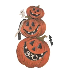 Transpac Vintage Stacked Pumpkin Decorative Figurines Battery Operated Indoor Halloween Tabletop Decor Gift