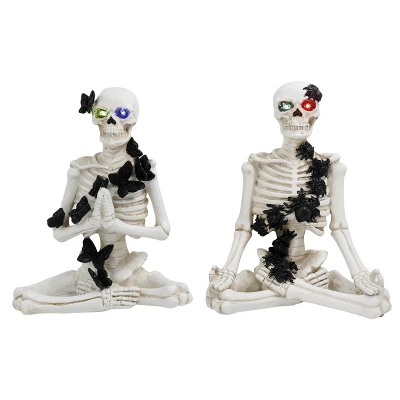 Transpac Light Up Yoga Skeleton Figurines Set Of 2 Decorative Halloween Tabletop Decor Battery Operated White Resin 1 Transpac Light Up Yoga Skeleton Figurines Set Of 2 Decorative Halloween Tabletop Decor Battery Operated White Resin