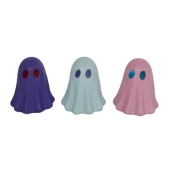 Transpac Light Up Pastel Ghost Figurine Set Of 3 Decorative Objects For Halloween Battery Operated Indoor Use