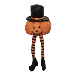 Transpac Plush Jack Shelf Sitter Decorative Figurine Halloween Black Tabletop Mantel Decor For Home And Gift Giving