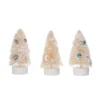 Transpac Coastal Bottle Brush Tree Decor Set Of 3 Christmas Home Decorations For Festive Wood Decor