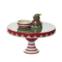 Transpac 12.25 In Holiday Santa Elf Pedestal Dip Bowl Set Of 2 Serving Trays Dolomite Christmas Decor -Home decor GUEST c7a4ea7c c392 401f 80db 3e15d73cdc6b