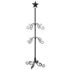 Transpac 34.65 In Black Metal Christmas Star Stocking Holder Durable Iron Design For Holiday Decor
