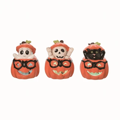 Transpac Ceramic Light Up Jack-O-Lantern Figurine Set Of 3 Halloween Home Decorations For Festive Decor 1 Transpac Ceramic Light Up Jack-O-Lantern Figurine Set Of 3 Halloween Home Decorations For Festive Decor