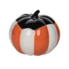 Transpac Ceramic Striped Pumpkin Cookie Jar Decorative Object For Halloween Home Decor Multicolored Dolomite Tabletop Gift