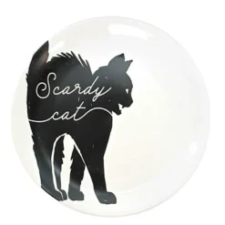 Transpac 8.0 Inch Halloween Line Art Plates Halloween Seasonal Tabletop , Halloween Decor St/4 Black Cat Ghost Crow Skull (4PC) -Home decor GUEST dc0c5f3a 593f 454a bb10 9ce499fc1857