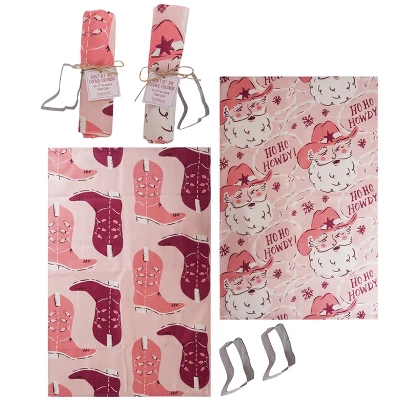 Transpac Cowboy Santa Pink Tea Towel And Cookie Set For Christmas Kitchen Textiles Multicolor Polyester Holiday Gift 1 Transpac Cowboy Santa Pink Tea Towel And Cookie Set For Christmas Kitchen Textiles Multicolor Polyester Holiday Gift