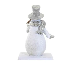 Christmas 6.25 In Snowman W/Scarf Stocking Holder Stocking Holder , Silver Hat Scarf (1PC)