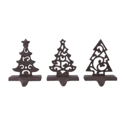 Transpac Set Of 3 Metal Christmas Tree Stocking Holders Multicolor Indoor Mantel Decoration For Holiday Gift Giving
