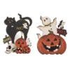 Transpac Plywood Ghost And Cat With Pumpkin Decorative Figurines For Halloween Multicolor Tabletop Decor Indoor Gifts