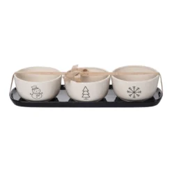 Transpac Dolomite Holiday Icon Dip Bowls Set Of 4 Ceramic Serving Trays For Christmas Indoor Use Dishwasher Safe