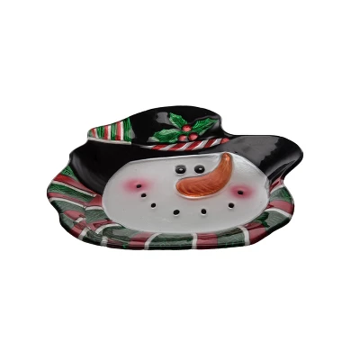 Transpac 12 Inch Holiday Snowman Glass Platter For Christmas Serving And Entertaining 1 Transpac 12 Inch Holiday Snowman Glass Platter For Christmas Serving And Entertaining