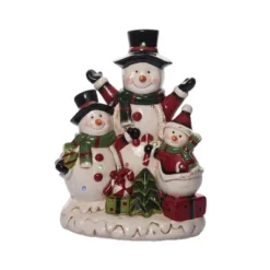 Transpac Dolomite Light Up Jolly Snowmen Décor - Festive Christmas Decorative Objects For Holiday Cheer