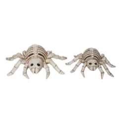 Transpac Off-White Halloween Skeleton Spiders Set Of 2 Decorative Objects 7.25 In Polyresin Halloween Decor