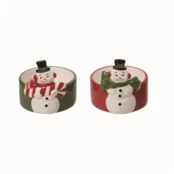 Transpac Dolomite Snowman Set Of 2 Multicolored Charming Christmas Decor For Countertop Gifts