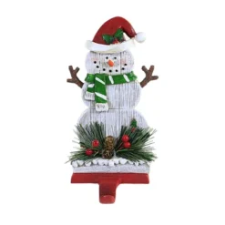 Christmas 7.5 Inch Snowman Plank Stocking Holder Stocking Holder , Slats Wood-Look Planks (1PC) -Home decor GUEST fb641fbc 4e78 4cb6 9168 0b48c94fa6d2
